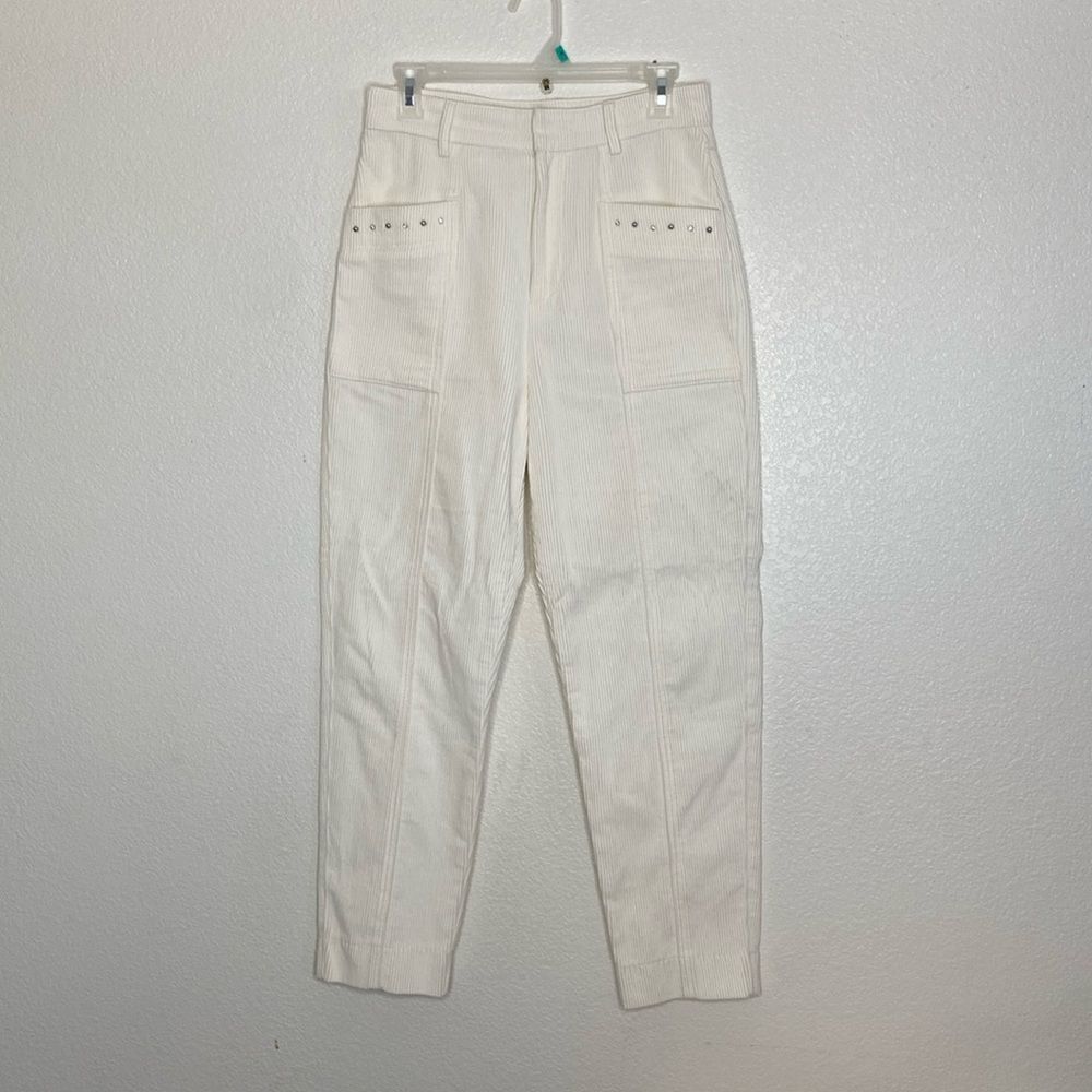 MAJE Women’s White  Stud Pocket Corduroy Pants Size 38